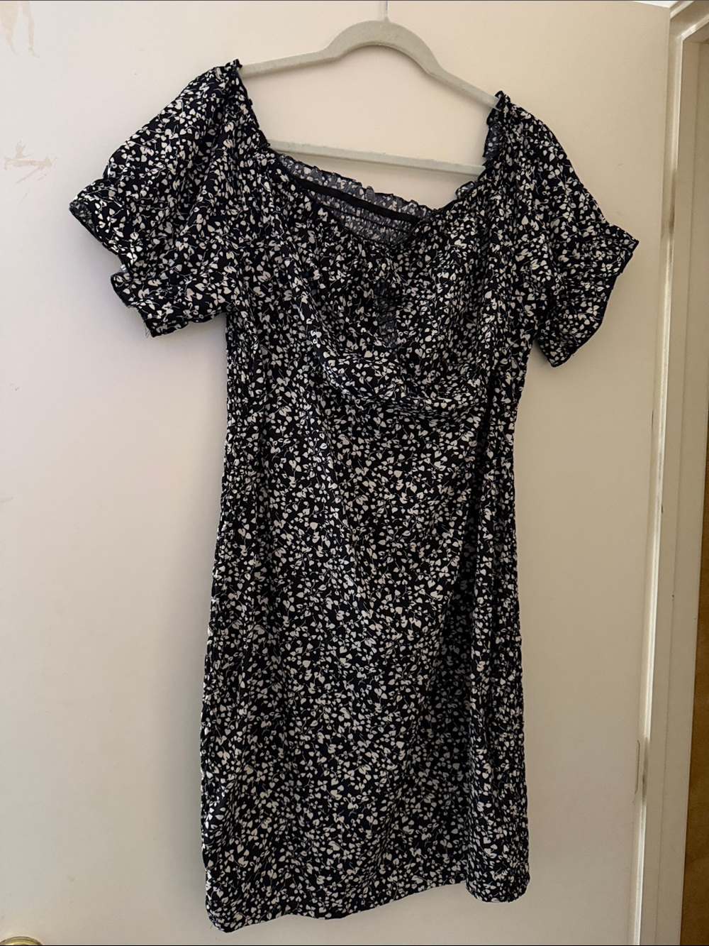 SHEIN Black & White Floral Midi Dress